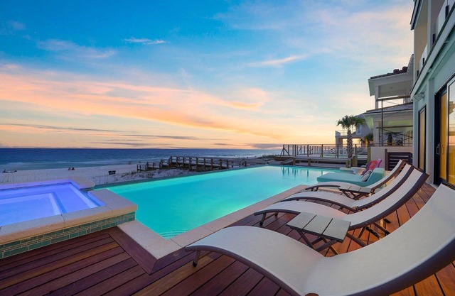 Big House by the Sea - Beach Front Home with Large Private Pool, Theater & Bar