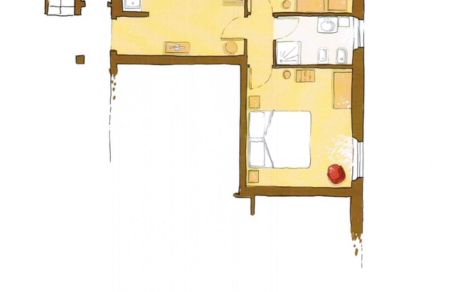 Blue/Arancio 2 bedroom 1 bathroom apartment