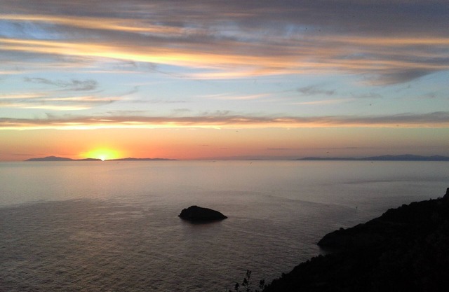 Breathtaking scenario of the Islands of Giglio, Montecristo, Corsica and Elba.