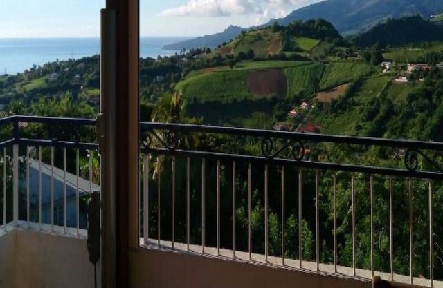 Breathtaking view of the sea and Pelée mountain. 1st floor of villa with terrace.