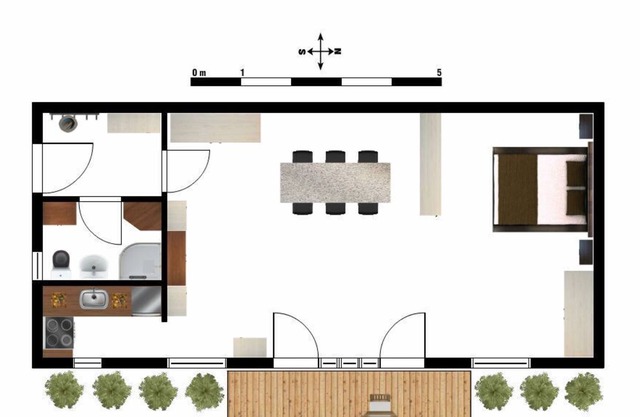 Bright business apartment with terrace and garden area