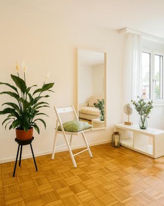 Bright newly furnished apartment with workspace and garden area near Zurich