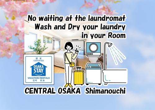 Central Osaka Shinsaibashi with Gas Dryer and Over 100 Inch Screen Projector