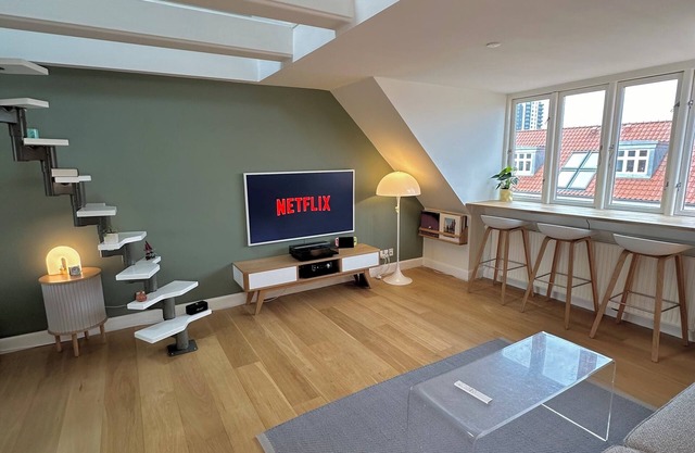 Central rooftop apartment by ARoS with big balcony and skyline view