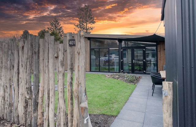 Child-friendly house with trampoline