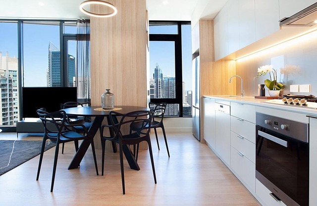 City High is a luxurious urban two-bedroom apartment