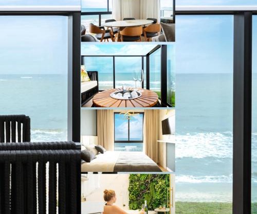 Conforto e Estilo Vista para o Mar Hidromassagem Wi-Fi Ar Condicionado Vaga Privativa e a Passos da Praia