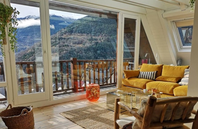 Contemporary duplex panoramic mountain view