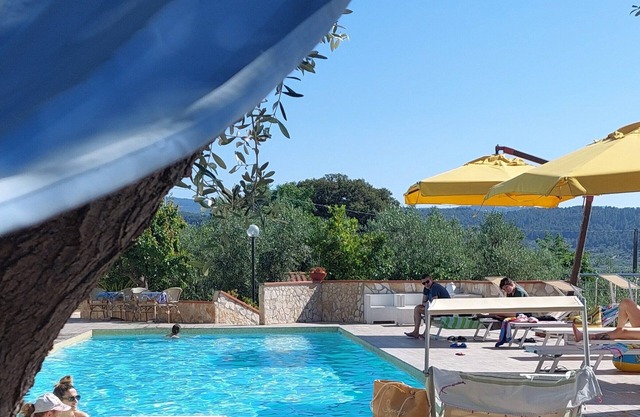 Cottage in the green with sea and pool view