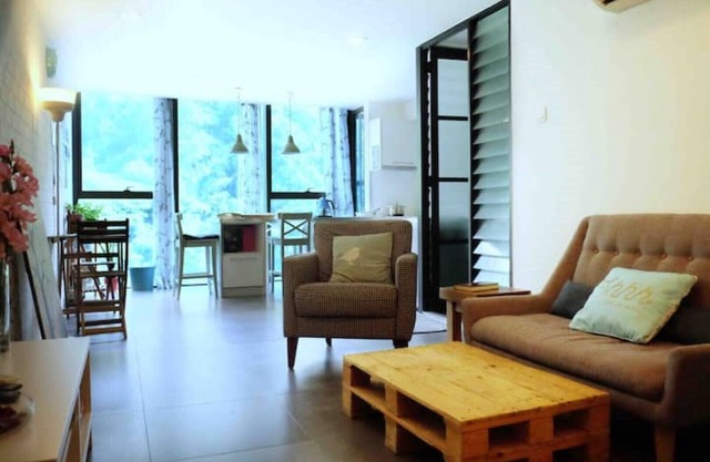Cozy duplex facing misty hill
