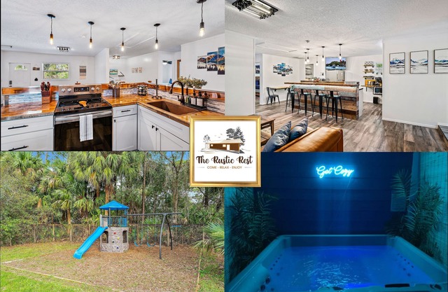 Cozy, Gated, Hot Tub & Sauna, Playroom, Bar, Fenced-in Yard.
