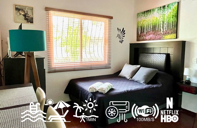 Cozy Studio with Pool 90m from the Beach Quiet