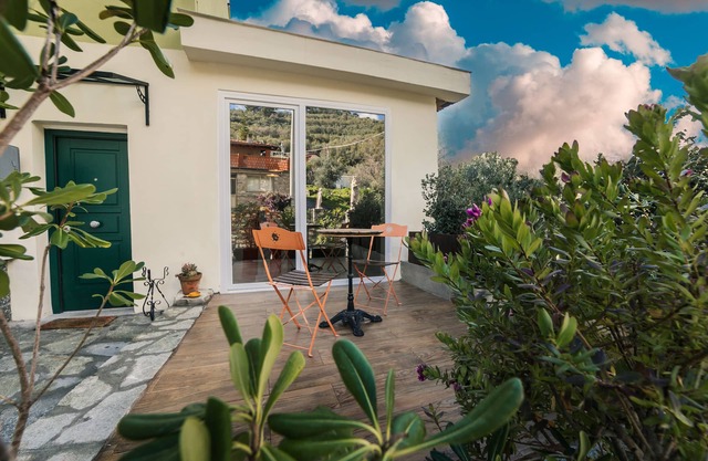 Design apartment on the ground floor of a villa in a typical Ligurian village,