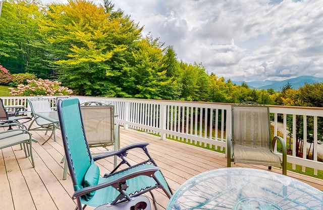 Dog-friendly, mountain-view home with deck, fireplace, W/D, & sledding hill