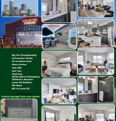 Downtown Indy 1 Miles Modern Stylish 3BR Rooftop home Sleeps 6