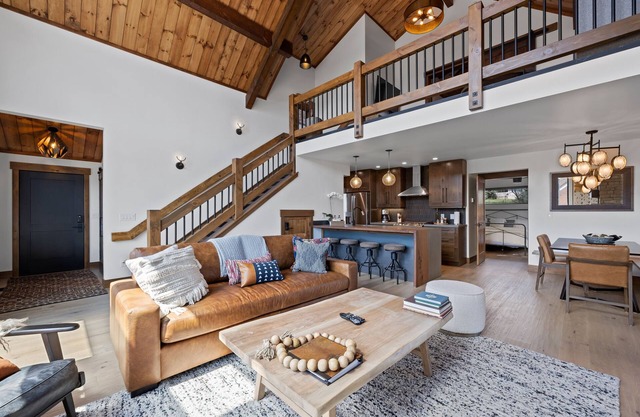 Estes Dream! Brand New End Unit with Two Patios, Indoor/Outdoor Fireplace and Jacuzzi