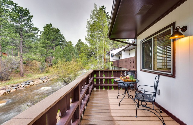 Estes Park Condo Rental: Balcony w/River Views!