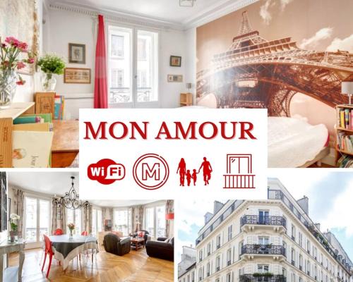 Family Apartment - MON AMOUR - Close all you need- Cosy Modern & Comfort - FREE PARIS Travel GUIDE