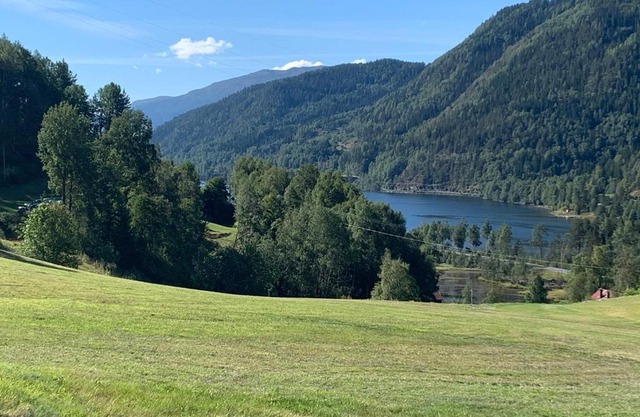 Feriehus med utsikt til fjord og fjell