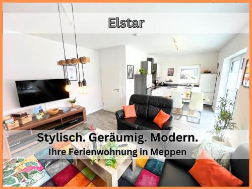 Ferienhaus "Elstar" Meppen Ebenerdig Carport Terrasse Neubau NETFLIX Free WIFI 2 Schlafzimmer Küche