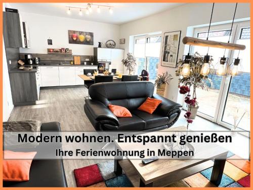 Ferienhaus "Golden Delicious" Meppen Ebenerdig Carport Terrasse Neubau NETFLIX Free WIFI 2 Schlafzimmer Küche GästeWC