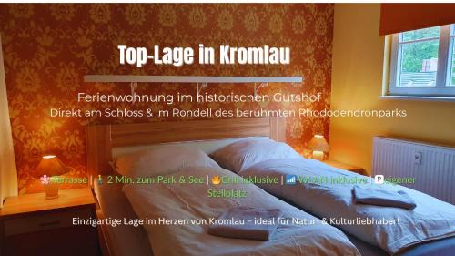 Ferienwohnung im Gutshof Direkt gegenüber dem Schloss, Rhododendronpark mit Terrasse und WLAN