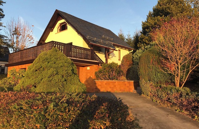 FH in the hiking and biking region Westerzgebirge, 700 m above sea level, south-facing slope, valley view