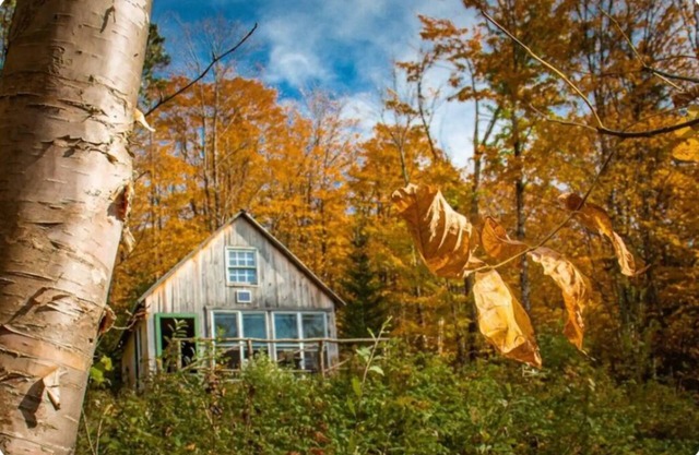 Find renewal in a charming off-grid, Vermont cabin with stunning mountain views.