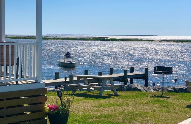 (Fishing from dock) Boat Launch, Seafood Market & Bait-tackle shop next door.