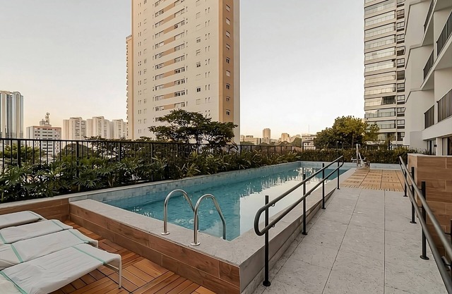 Flat 306, a 3-minute walk from Allianz Parque in Perdizes, with air conditioning and a swimming pool