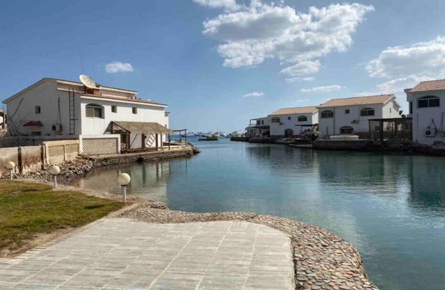 Great sea front villa with a private beach, pool