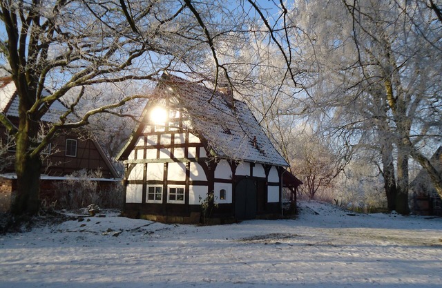 Half-timbered house in the gold village Otersen