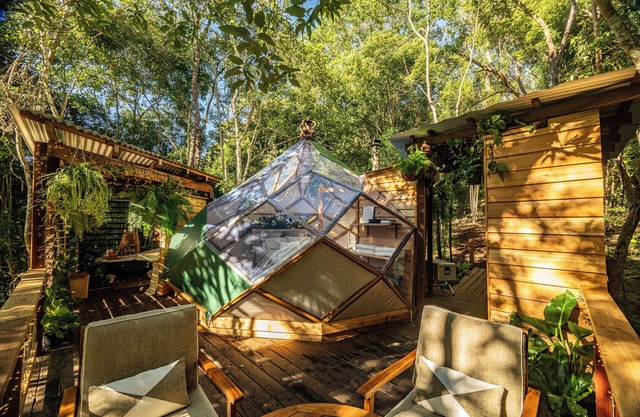 Handcrafted Glamping Zome Surrounded by Rainforest.