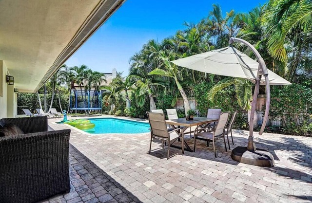 Heated Pool Tropical Oasis Water Slide