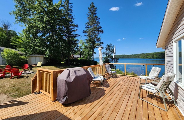 Incredible view of the lake everywhere with sandy beach!