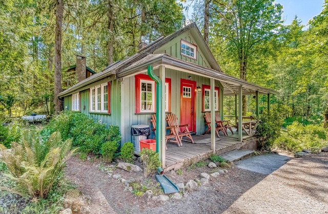 Inviting Waterfront Cabin with Covered Porch & Cozy Interior - Dogs OK