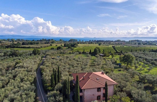 Italian country villa in midst of an olive grove overlooking the Bolsena Lake