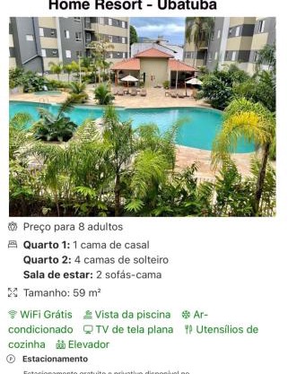 Jardim das Palmeiras II Home Resort - Imperdível - Vista Piscina - Suíte - Ubatuba