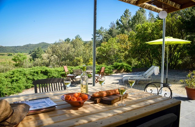 La Pineda, with lovely views over the vineyards of St Chinian