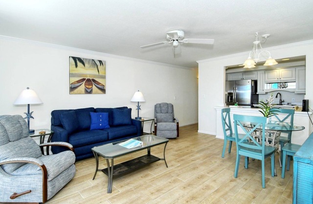 LaPlaya 109A-Enjoy the balmy breezes in this corner end unit right on the beach.