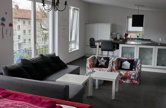 Loft apartment, 60 sqm, living room/bedroom with sofa bed and double bed, balcony