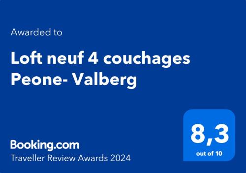 Loft neuf 4 couchages Peone- Valberg