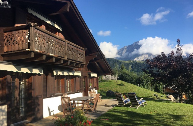 Luxurious ski in/ski out classical Swiss mountain chalet with outstanding views