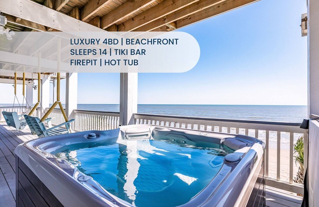 Luxury | Beachfront | Hot Tub | Firepit & Tiki bar