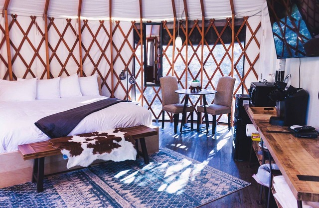 Luxury Glamping Yurt Resort Between National Parks with desert mountain views, close to hiking trails, slot canyons, off-roading and more!