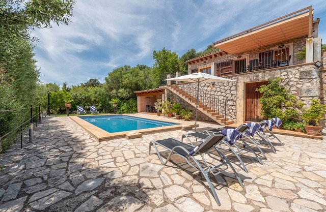 Mediterranean Finca "Es Puch" with Mountain view, Balcony, Garden, Terrace & Pool