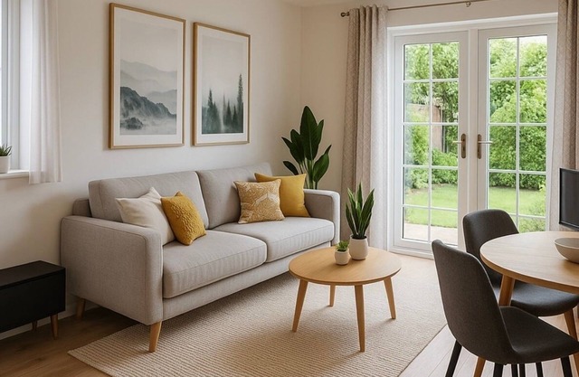 Modern 2 bedroom apartment with private parking.