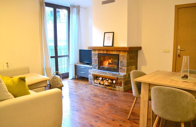 Modern apartment with fireplace