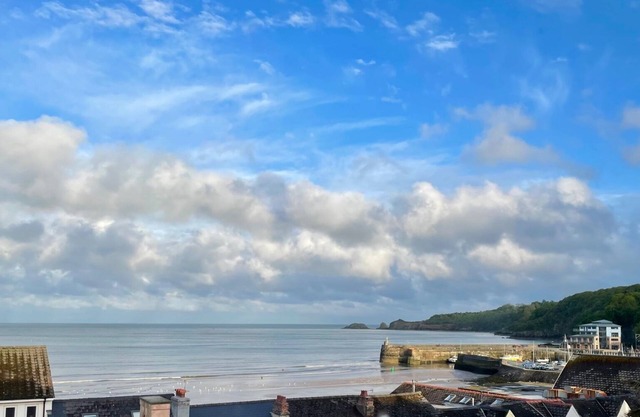 Modern Cottage, Panoramic Sea View, private deck, 100m from Saundersfoot beach