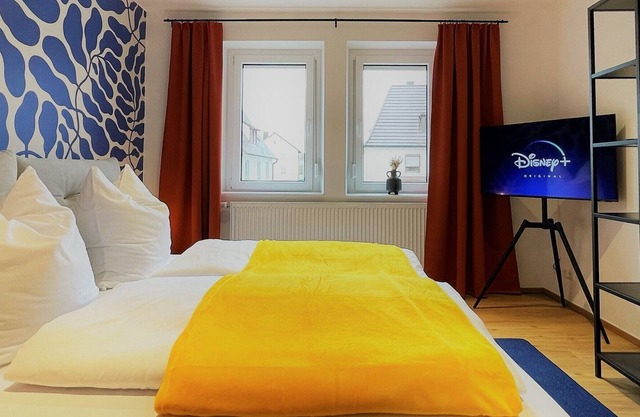 Modern apartment meets medieval backdrop